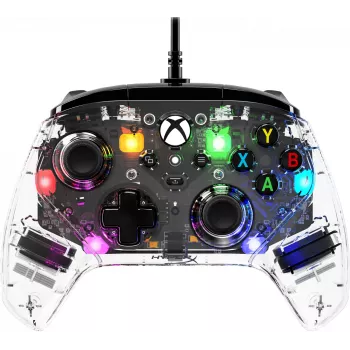 HyperX Clutch Gladiate – comando gaming RGB com fios – Xbox, gamepad, Xbox One, Xbox Series X, com fios, USB, USB Type-A, USB Type-C, transparente