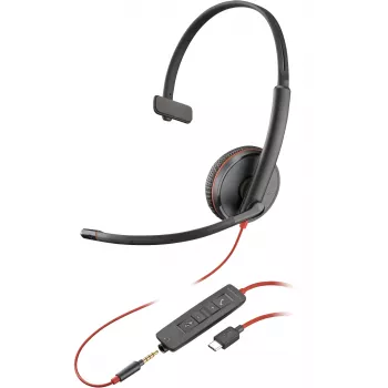 HP Poly Blackwire C3215 headset monaural + bolsa de transporte (a granel), com fios, escritório/call center, 87 g, headset, preto
