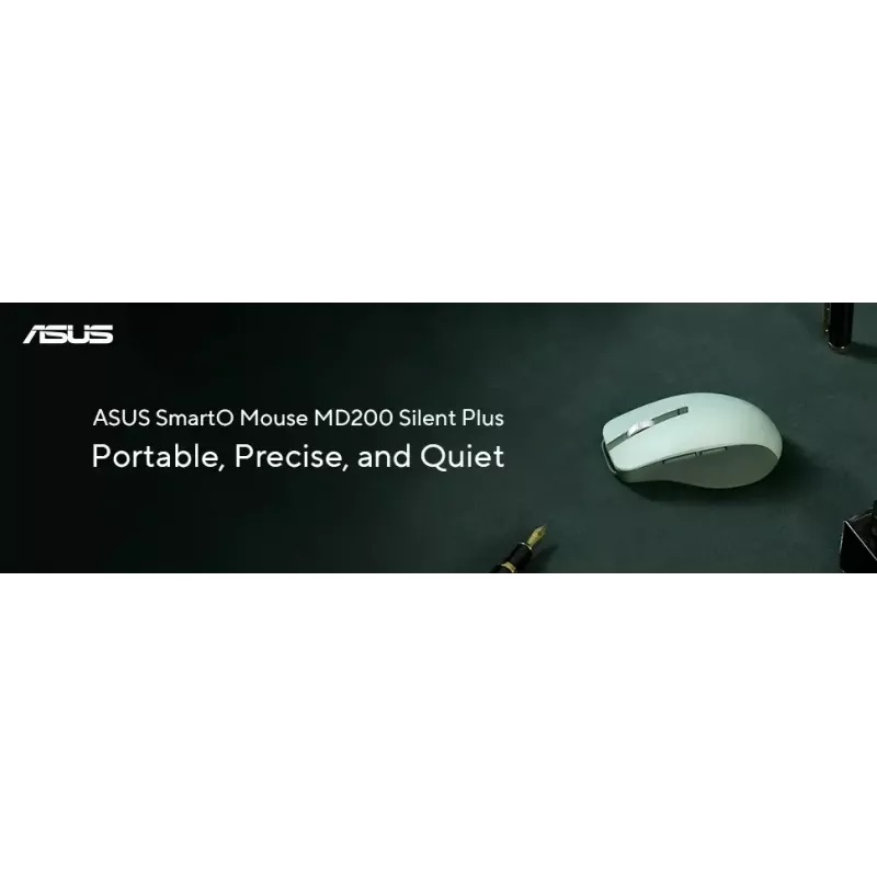 Rato ASUS SmartO MD200 Silent Plus – ambidestro RF Wireless + Bluetooth, ótico 4200 DPI, 6 botões, verde