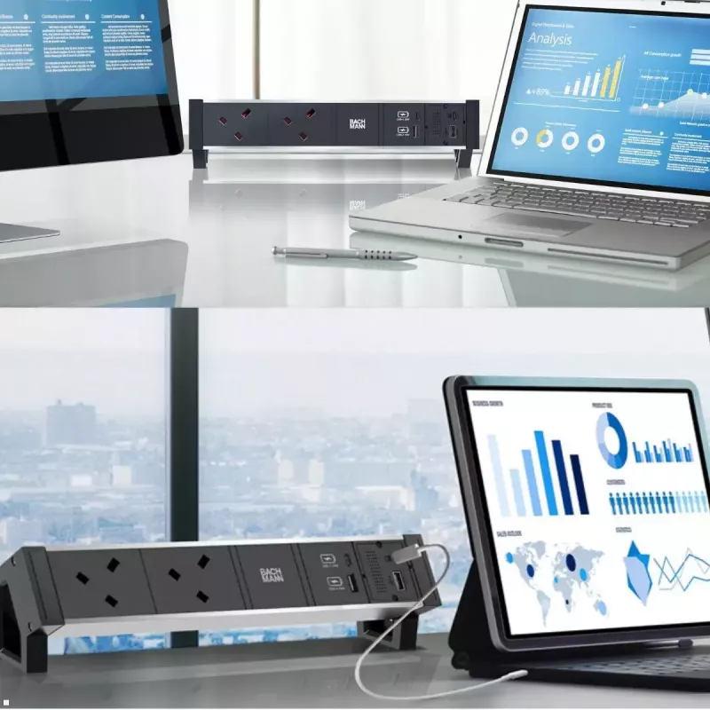 Bachmann 917.229 CM módulo replicador de portas, USB-C PD 100 W, 2x USB-A, Mini DisplayPort, RJ45