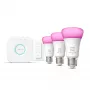 Kit de iluminação inteligente Philips Hue White and Colour Ambience Starterkit – 3 lâmpadas E27 11W, Bluetooth/Zigbee, dimmer