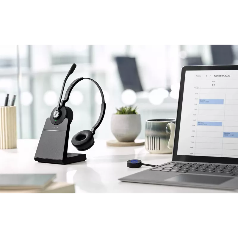 Jabra Engage 55 MS Stereo Headset sem fios com arco de cabeça escritório/call center USB Type-A preto