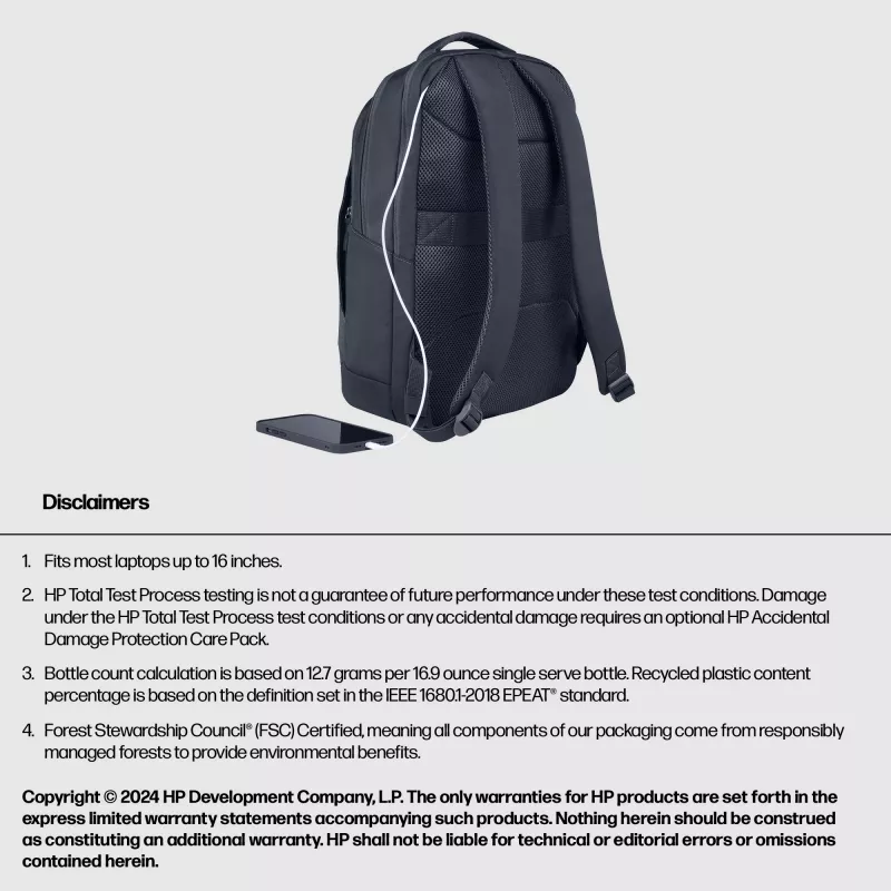 Mochila para portátil HP Everyday 16 polegadas, mochila, 40,9 cm (16,1 polegadas), 570 g
