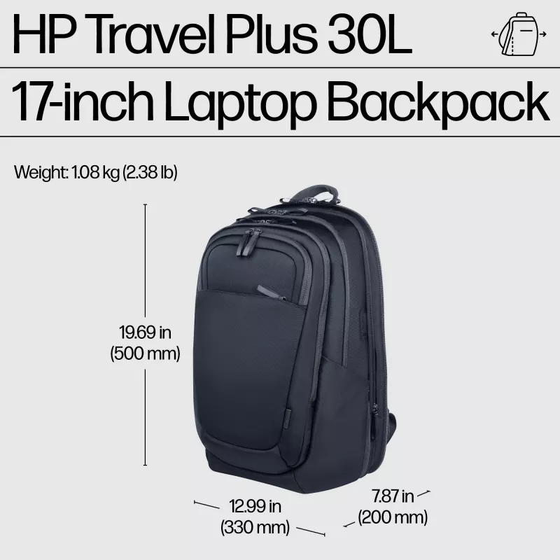 Mochila para portátil HP Travel Plus 30L 17 polegadas, mochila, 43,2 cm (17 polegadas), 1,08 kg