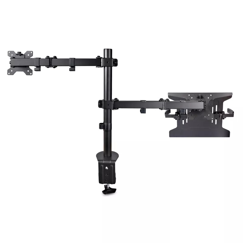 StarTech.com A2-LAPTOP-DESK-MOUNT braço de monitor ajustável com tabuleiro VESA para portátil, para portátil até 4,5 kg (9,9 lb) e um único ecrã, montagem com grampo em C ou passa-cabos, aço/plástico, preto