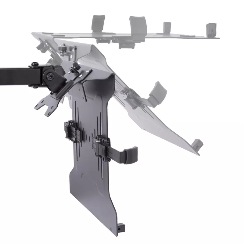 StarTech.com A2-LAPTOP-DESK-MOUNT braço de monitor ajustável com tabuleiro VESA para portátil, para portátil até 4,5 kg (9,9 lb) e um único ecrã, montagem com grampo em C ou passa-cabos, aço/plástico, preto