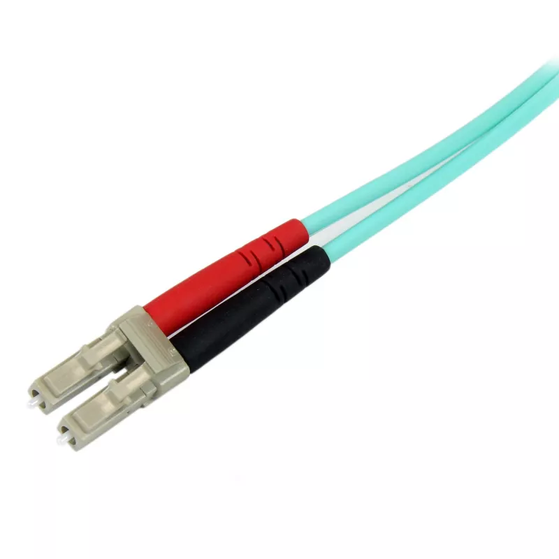 Cabo de fibra ótica StarTech.com 1 m (3 ft) LC/UPC para SC/UPC OM3 multimodo, cabo zipcord de fibra ótica full duplex 50/125 µm, 100G, baixa atenuação de inserção, cabo jumper de fibra ótica LSZH