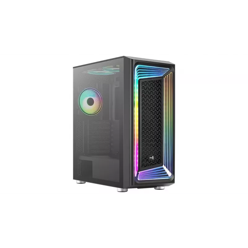 Aerocool Interstellar-G-BK-v1 caixa de PC Midi Tower, ATX/Micro-ATX/Mini-ITX, ARGB, vidro temperado, preta