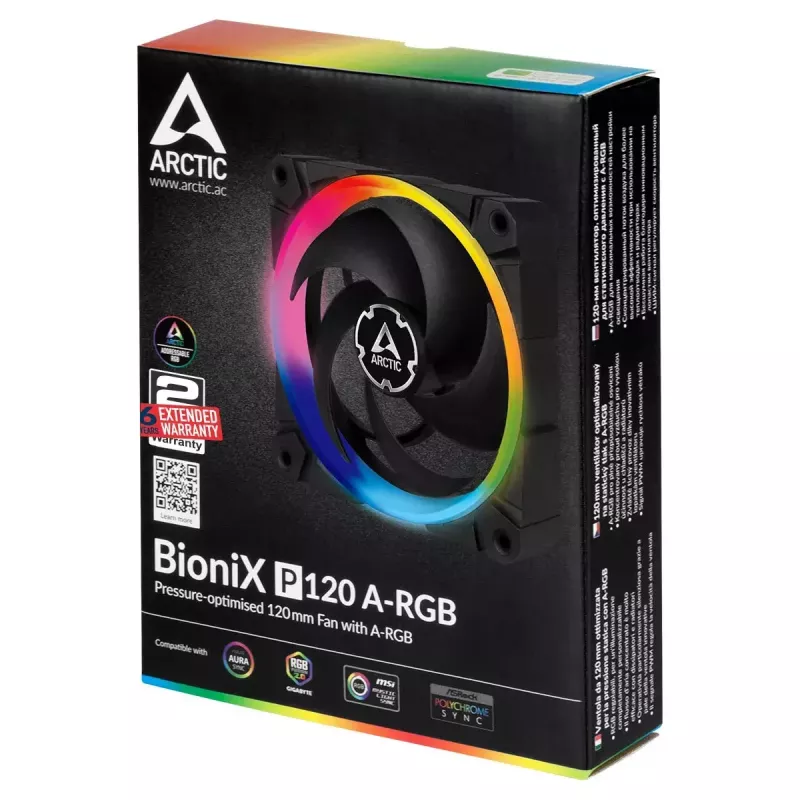 ARCTIC BioniX P120 A-RGB ventoinha de 120 mm com otimização de pressão e A-RGB