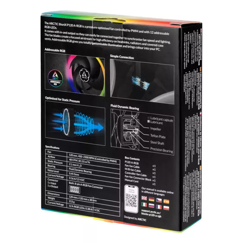 ARCTIC BioniX P120 A-RGB ventoinha de 120 mm com otimização de pressão e A-RGB