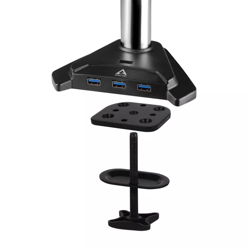 Suporte de secretária ARCTIC Z2-3D Gen 3 braço duplo para monitor com mola a gás, grampo, 8 kg, 73,7 cm (29 polegadas), 86,4 cm (34 polegadas), 100 x 100 mm, preto