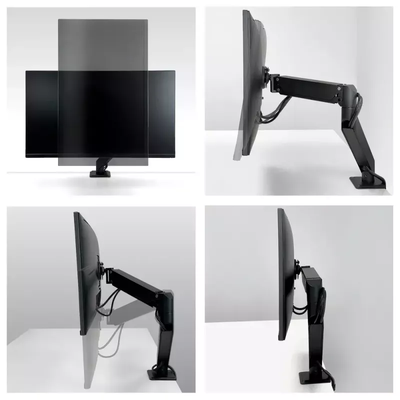 Suporte de secretária com mola a gás para monitor Arctic X1-3D — para ecrãs até 43 polegadas / 10 kg, VESA 75x75–100x100, preto