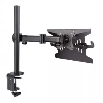 Suporte para portátil StarTech.com – suporte para monitor e portátil – ecrãs até 34 polegadas (8 kg) e portáteis (4,5 kg) – braço articulado VESA para portátil – montagem por grampo/ilharó