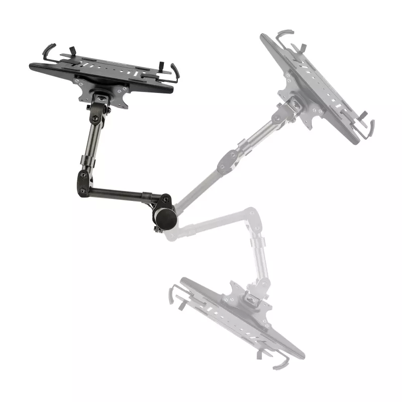StarTech.com A-LAPTOP-DESK-MOUNT suporte de secretária para monitor e portátil, para ecrãs até 34 polegadas (8 kg / 17,6 lb) e portáteis (4,5 kg / 9,9 lb), braço articulado com tabuleiro VESA para portátil, montagem com grampo