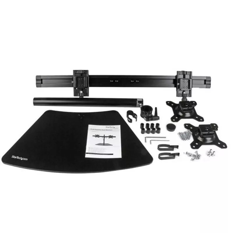 Suporte StarTech.com para dois monitores – horizontal – preto, autónomo, 8 kg, 61 cm (24 polegadas), 100 x 100 mm, altura ajustável, preto