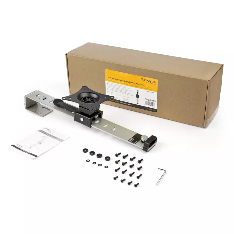 Suporte de monitor StarTech.com para cubículo - montagem individual para divisórias - ecrã até 34 polegadas com montagem VESA - suporte ergonómico ajustável em altura para divisória de escritório com gancho e braçadeira