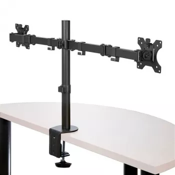 Braço StarTech.com para dois monitores com montagem na secretária - braçadeira/passagem de cabo para monitor VESA até 32 polegadas - braço de monitor articulado ergonómico - altura ajustável/inclinação/rotação/giro