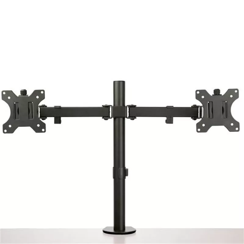 Braço StarTech.com para dois monitores com montagem na secretária - braçadeira/passagem de cabo para monitor VESA até 32 polegadas - braço de monitor articulado ergonómico - altura ajustável/inclinação/rotação/giro
