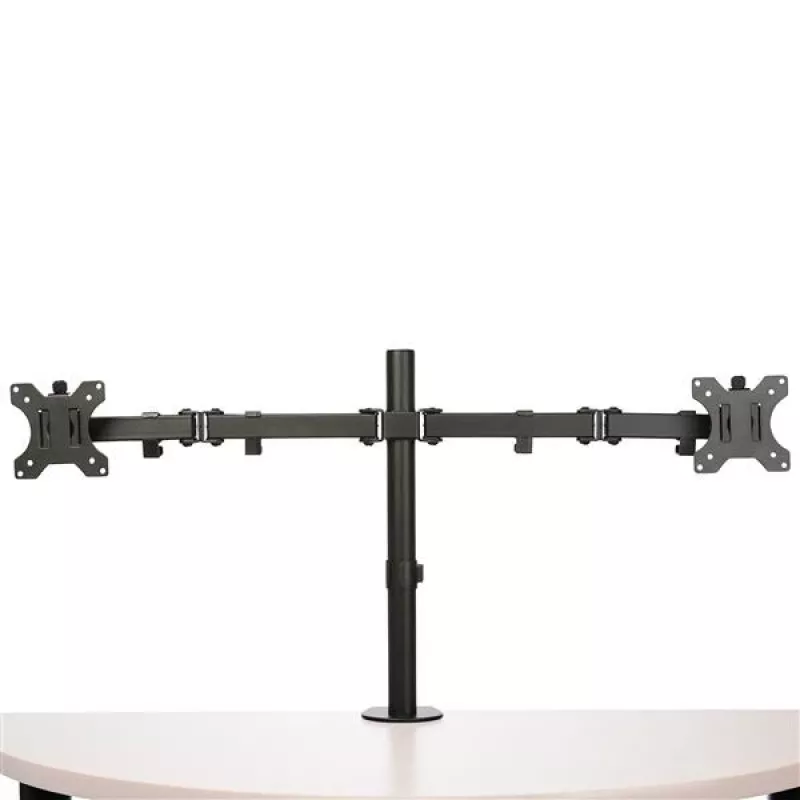 Braço StarTech.com para dois monitores com montagem na secretária - braçadeira/passagem de cabo para monitor VESA até 32 polegadas - braço de monitor articulado ergonómico - altura ajustável/inclinação/rotação/giro