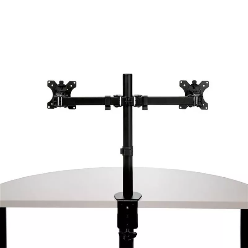 Braço StarTech.com para dois monitores com montagem na secretária - braçadeira/passagem de cabo para monitor VESA até 32 polegadas - braço de monitor articulado ergonómico - altura ajustável/inclinação/rotação/giro
