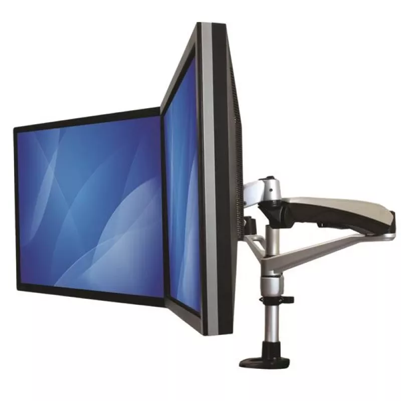 Braço StarTech.com para dois monitores com montagem na secretária – totalmente articulado – Premium