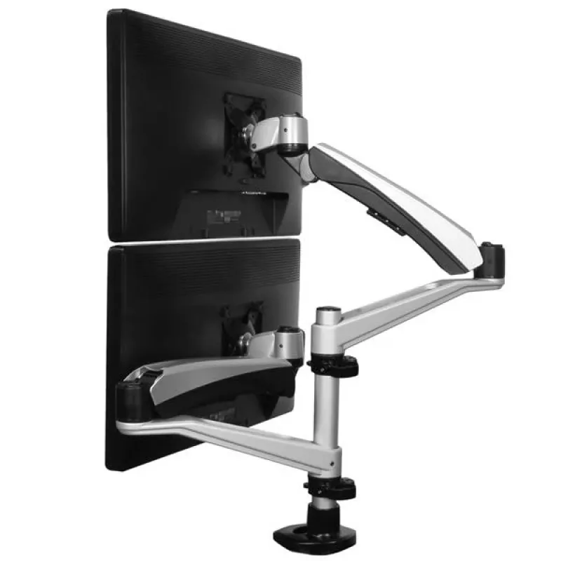 Braço StarTech.com para dois monitores com montagem na secretária – totalmente articulado – Premium