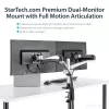 Braço StarTech.com para dois monitores com montagem na secretária – totalmente articulado – Premium