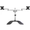 Base de secretária StarTech.com para dois monitores – suporte ergonómico de secretária para ecrãs VESA até 32 polegadas – suporte universal autónomo e articulado para monitor de computador – altura ajustável – prateado