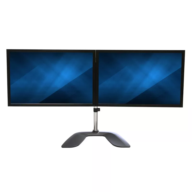 Base de secretária StarTech.com para dois monitores – suporte ergonómico de secretária para ecrãs VESA até 32 polegadas – suporte universal autónomo e articulado para monitor de computador – altura ajustável – prateado