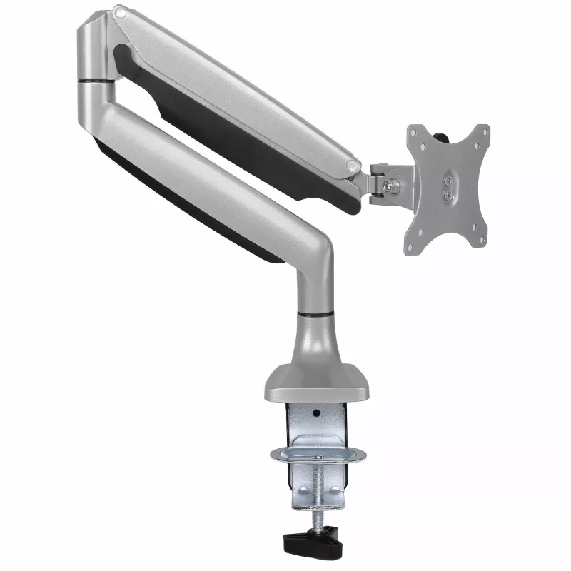 Suporte StarTech.com para monitor com montagem na secretária - suporte VESA ergonómico de alta resistência - ecrã individual de 9 kg - totalmente articulado, altura ajustável, articulado - alumínio - braçadeira/passagem de secretária - prateado
