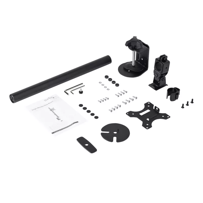 Suporte StarTech.com para monitor individual com montagem na secretária – montagem robusta em coluna para um ecrã, até 8 kg, compatível com VESA – suporte de monitor ergonómico ajustável em altura – braçadeira/passagem de secretária