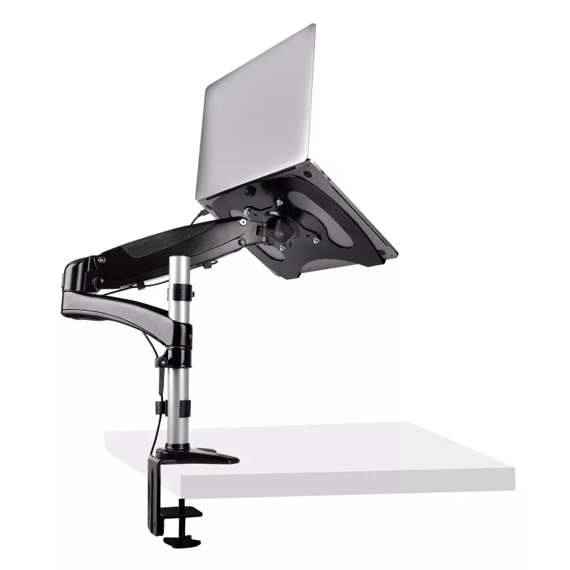 Suporte StarTech.com para portátil com montagem na secretária – braço articulado totalmente móvel para portátil ou monitor individual de 34 polegadas – placa de montagem VESA para portáteis – suporte ergonómico ajustável para notebook – braçadeira de secretária