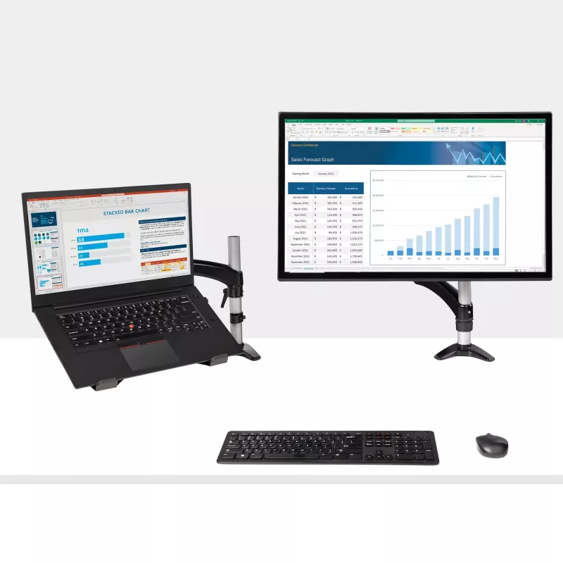 Suporte StarTech.com para portátil com montagem na secretária – braço articulado totalmente móvel para portátil ou monitor individual de 34 polegadas – placa de montagem VESA para portáteis – suporte ergonómico ajustável para notebook – braçadeira de secretária