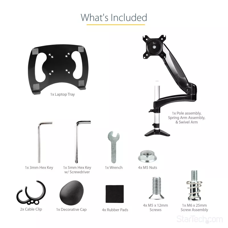Suporte StarTech.com para portátil com montagem na secretária – braço articulado totalmente móvel para portátil ou monitor individual de 34 polegadas – placa de montagem VESA para portáteis – suporte ergonómico ajustável para notebook – braçadeira de secretária