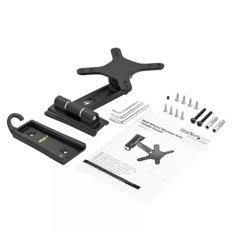 Braço StarTech.com para monitor com montagem na parede - articulação individual, 15 kg, 33 cm (13 polegadas), 68,6 cm (27 polegadas), 75 x 75 mm, 100 x 100 mm, preto