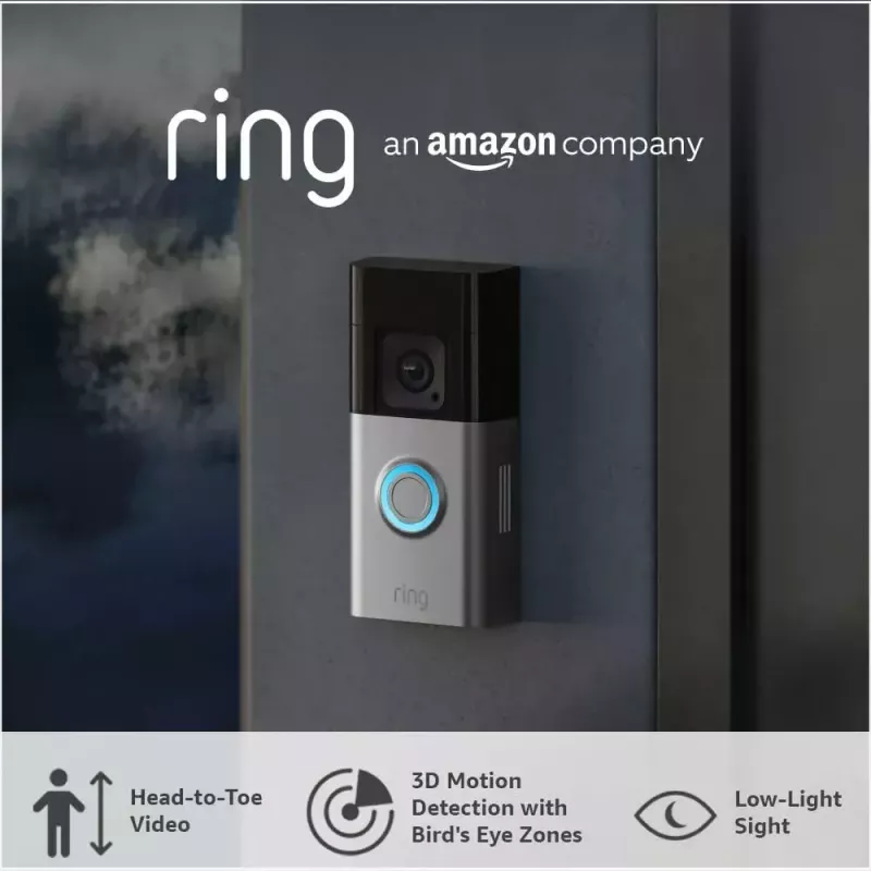Amazon Ring Battery Video Doorbell Pro B0B2BNM4PV campainha de vídeo inteligente, Wi-Fi, vídeo HD+, visão noturna, áudio bidirecional