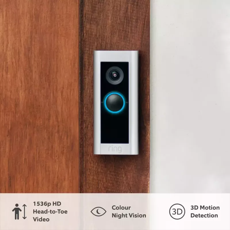 Amazon Ring Battery Video Doorbell Pro B0B2BNM4PV campainha de vídeo inteligente, Wi-Fi, vídeo HD+, visão noturna, áudio bidirecional