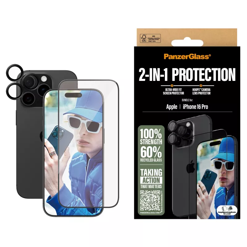 PanzerGlass 2-in-1 Bundle iPhone '24 6.3 polegadas Pro B2862+1284