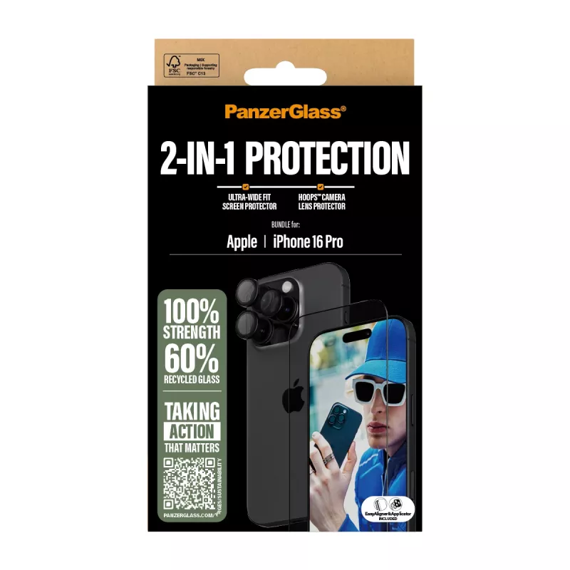 PanzerGlass 2-in-1 Bundle iPhone '24 6.3 polegadas Pro B2862+1284