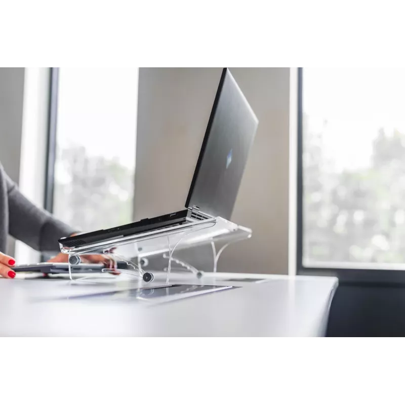 BakkerElkhuizen Q-note 350 suporte para notebook, suporte para portátil, transparente, plástico, aço, 25,4 cm (10 polegadas), 50,8 cm (20 polegadas), 110 - 230 mm