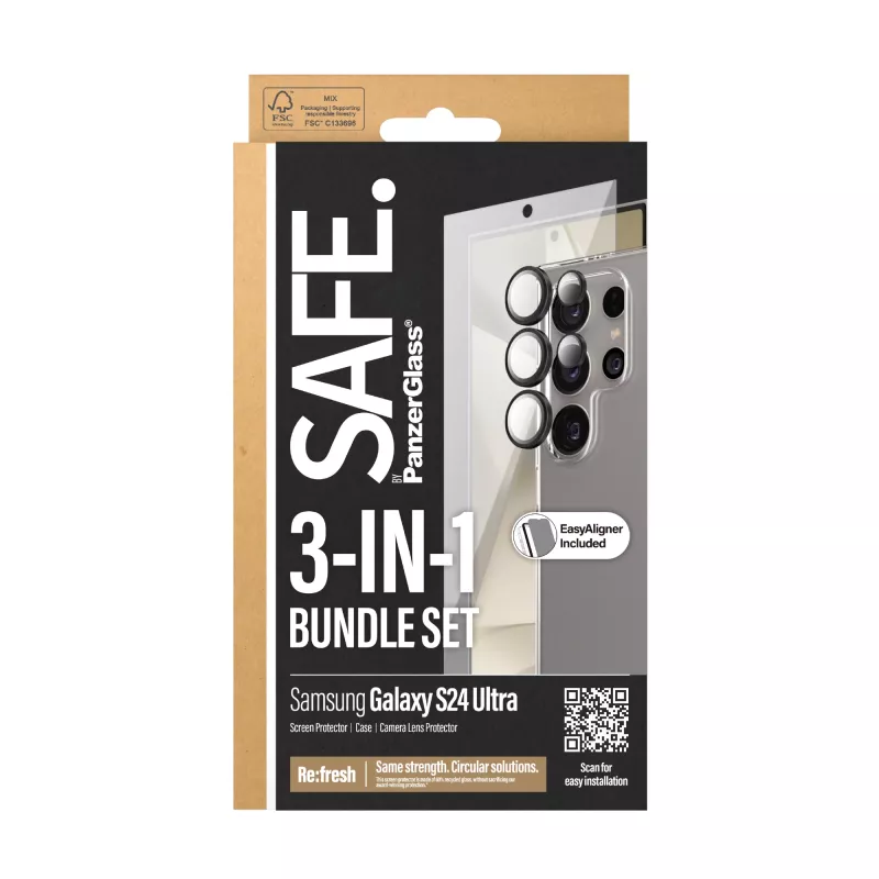 PanzerGlass SAFE. by ® Pacote 3-em-1 Samsung Galaxy S24 Ultra