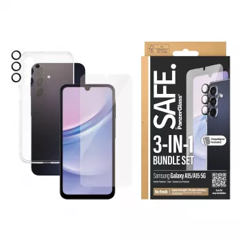 PanzerGlass SAFE. by ® Pacote de proteção 3-em-1 Samsung Galaxy A15 | A15 5G
