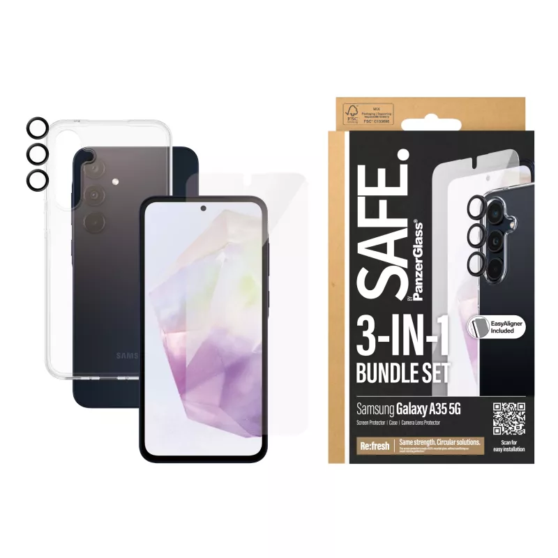 PanzerGlass SAFE. by ® Pacote de proteção 3-em-1 Samsung Galaxy A35 5G