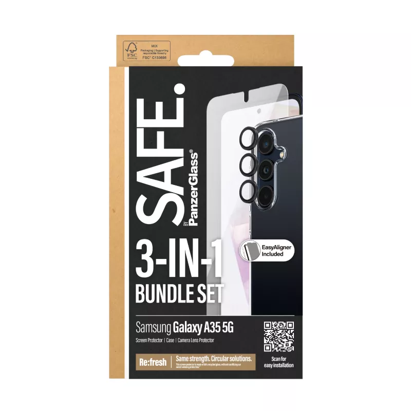 PanzerGlass SAFE. by ® Pacote de proteção 3-em-1 Samsung Galaxy A35 5G