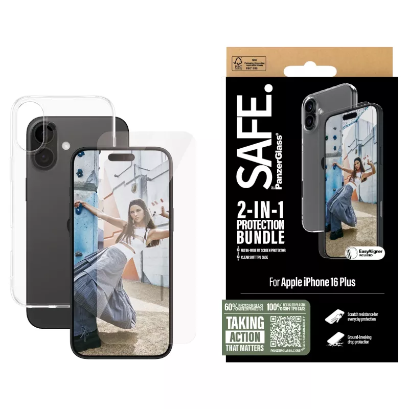 PanzerGlass SAFE. by ® Pacote de proteção 2-em-1 iPhone '24 6,7 polegadas
