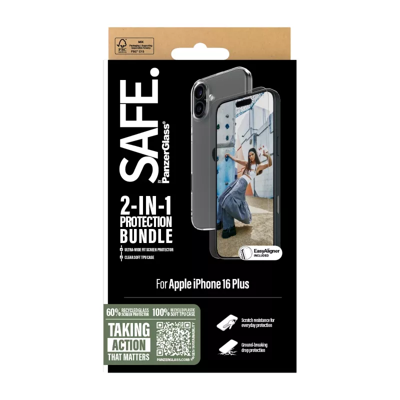 PanzerGlass SAFE. by ® Pacote de proteção 2-em-1 iPhone '24 6,7 polegadas