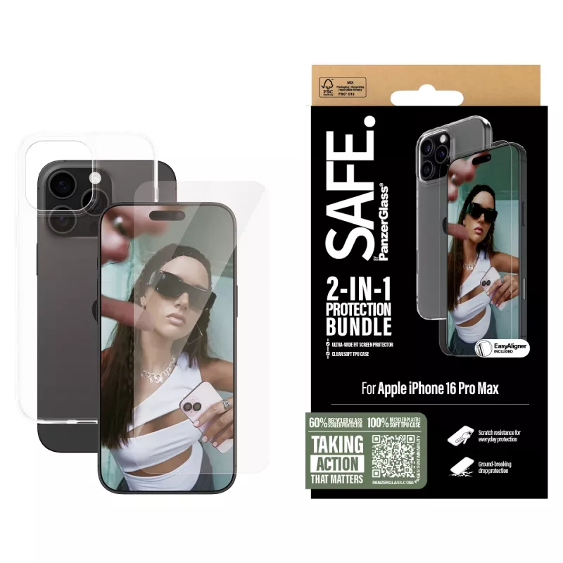 PanzerGlass SAFE. by ® Pacote de proteção 2-em-1 iPhone 16 Pro Max