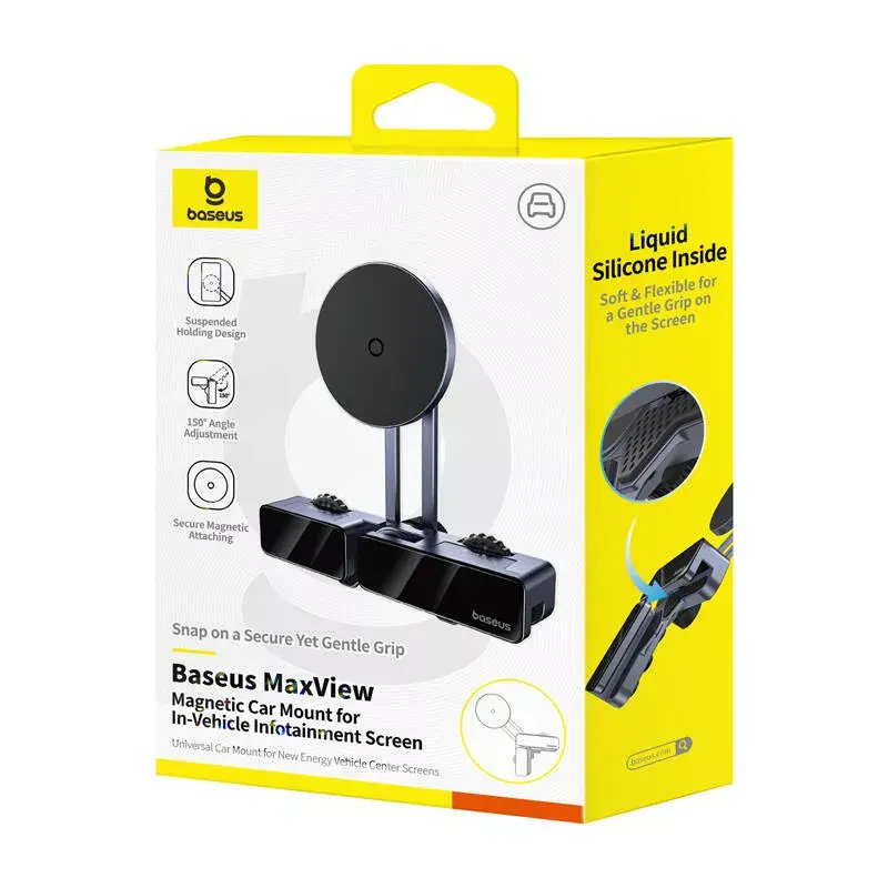 Suporte magnético de ecrã para automóvel Baseus MaxView cinzento para fixação de smartphone e tablet no ecrã do veículo