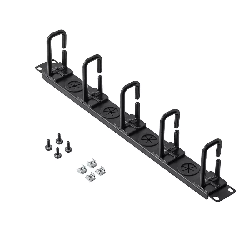StarTech.com organizador de gestão de cabos 1U 19 polegadas – ganchos em D para bastidor de rede/servidor – painel horizontal de cabos para centros de dados com orifícios de passagem, incl. material de montagem – EIA/ECA-310-E