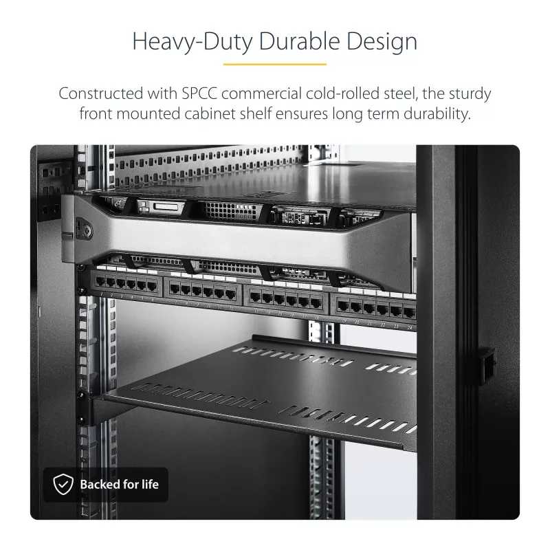 StarTech.com CABSHELF116V2PK pack de 2 prateleiras rack 1U ventiladas, 16 polegadas de profundidade